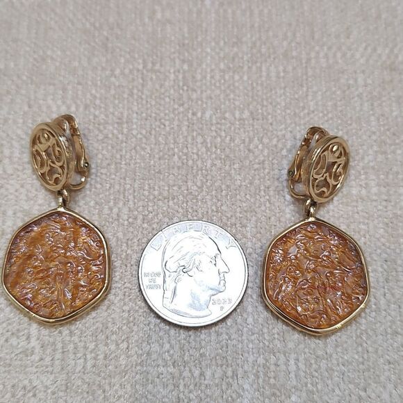 Sarah Coventry "Taste of Honey" Clip On Dangle Earrings Vintage 1974 - Picture 8 of 8